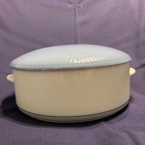 Dansk Tapestries 2qt Casserole Baking Dish Porcelain Ceramic Blue White Gray Lid